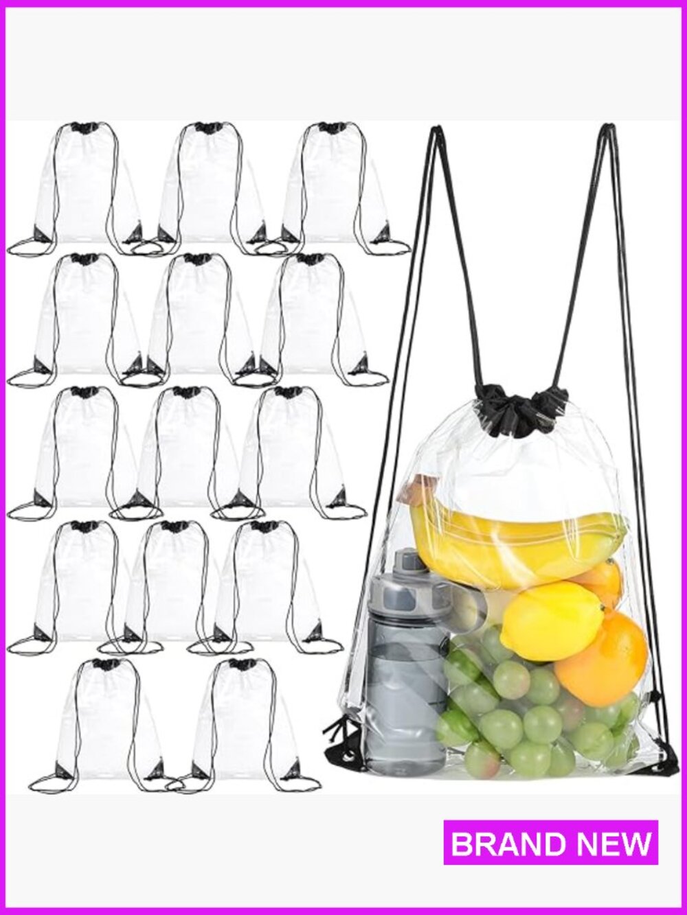 Clear PVC Drawstring Backpack Transparent Stadium Bag Waterproof Sport Event
